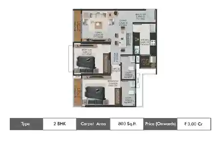 2 BHK 800 SqFt
