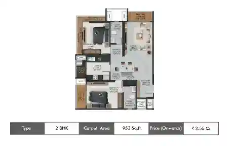 2 BHK 953 SqFt